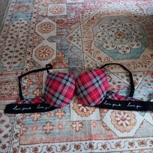PINK Victoria's Secret Red and Black Plaid Bra